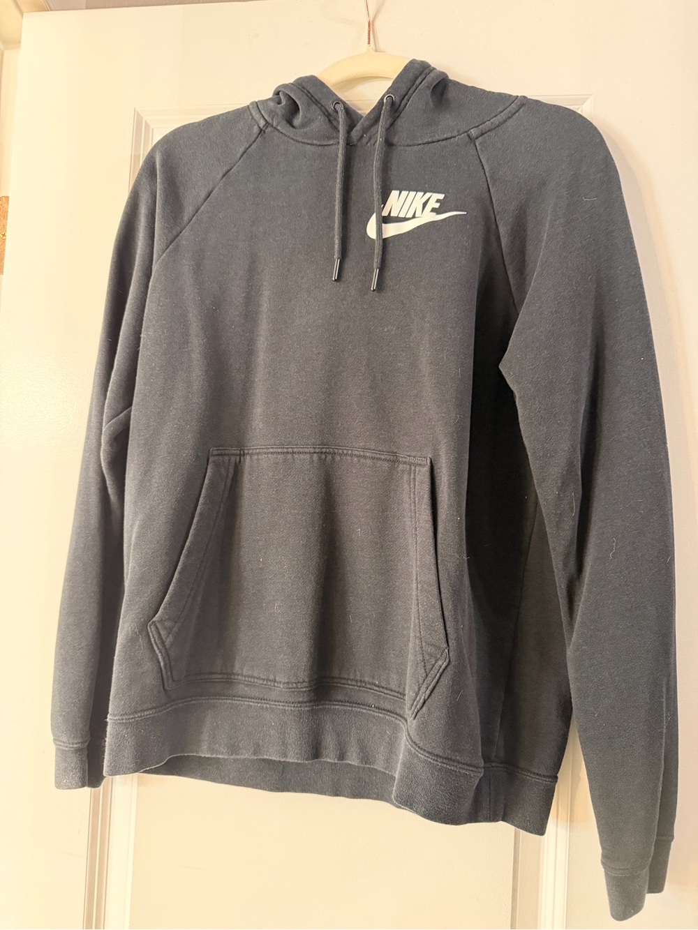 Nike Black Crewneck Pullover Hoodie with White Logo